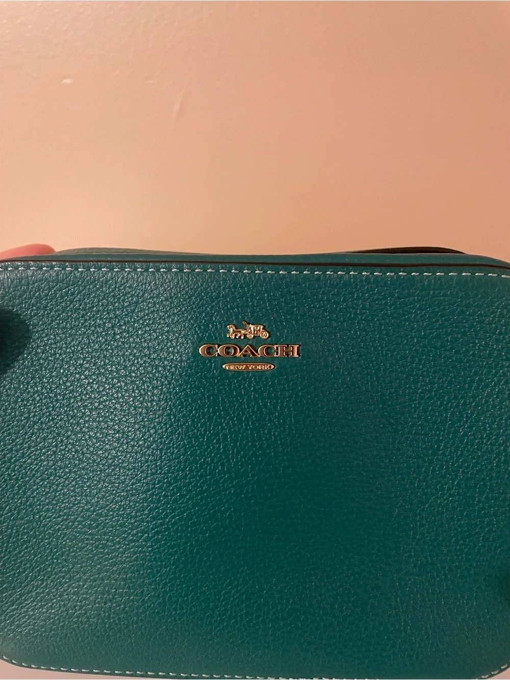 Coach Teal Green Pebbled Leather Crossbody Bag